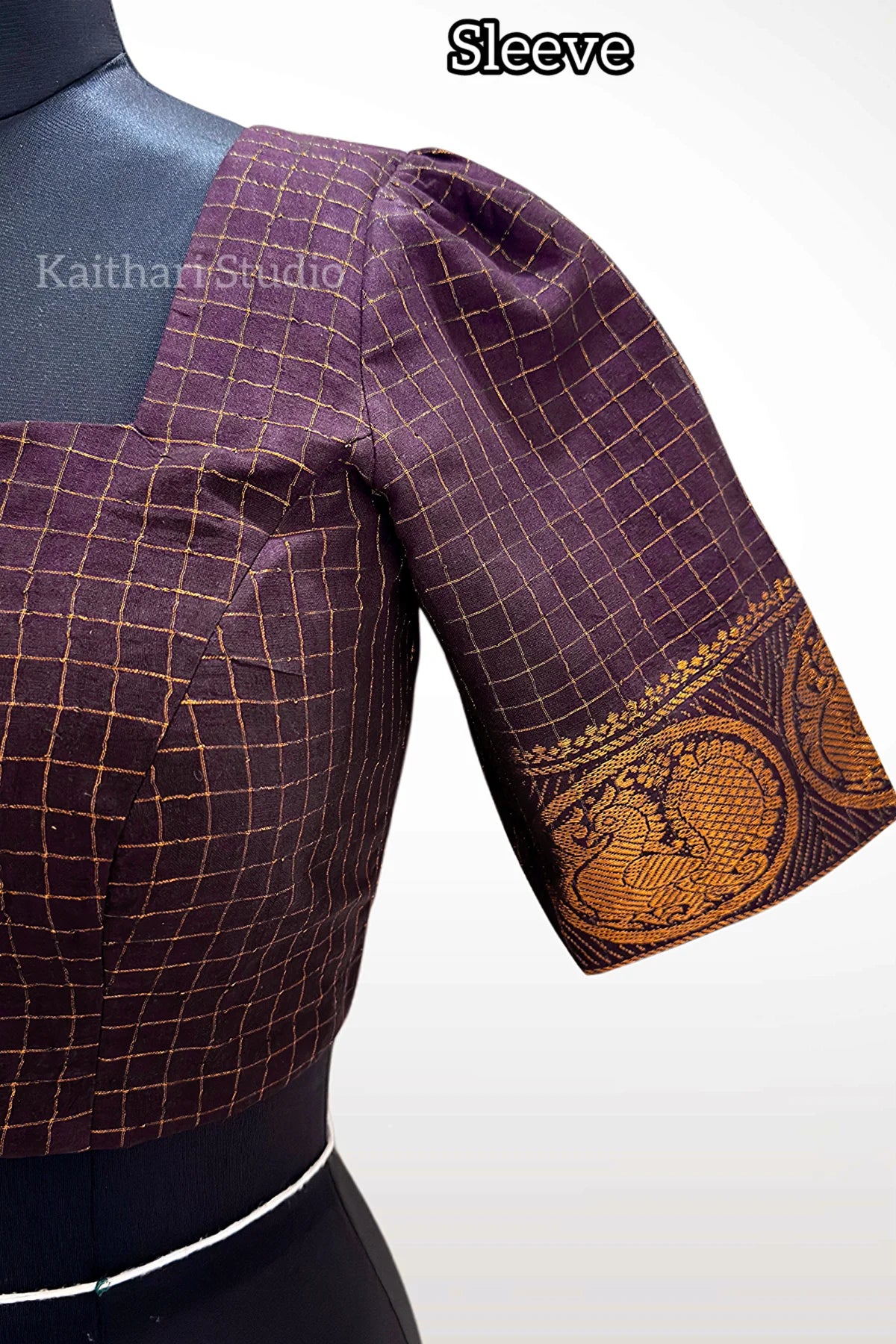 Sungudi Cotton Readymade Blouse – Deep Coffee - KS148