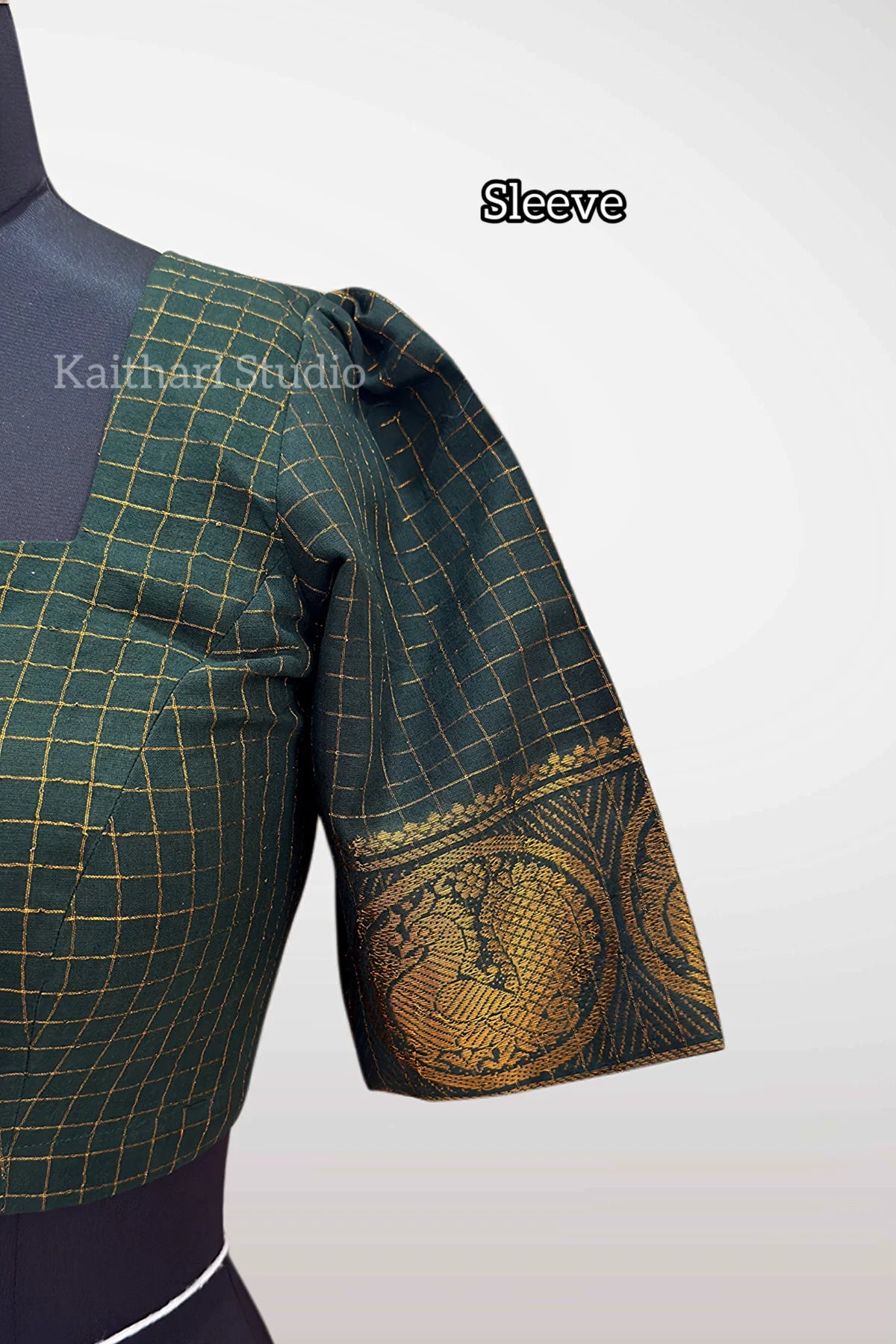 Sungudi Cotton Readymade Blouse – Bottle Green - KS151