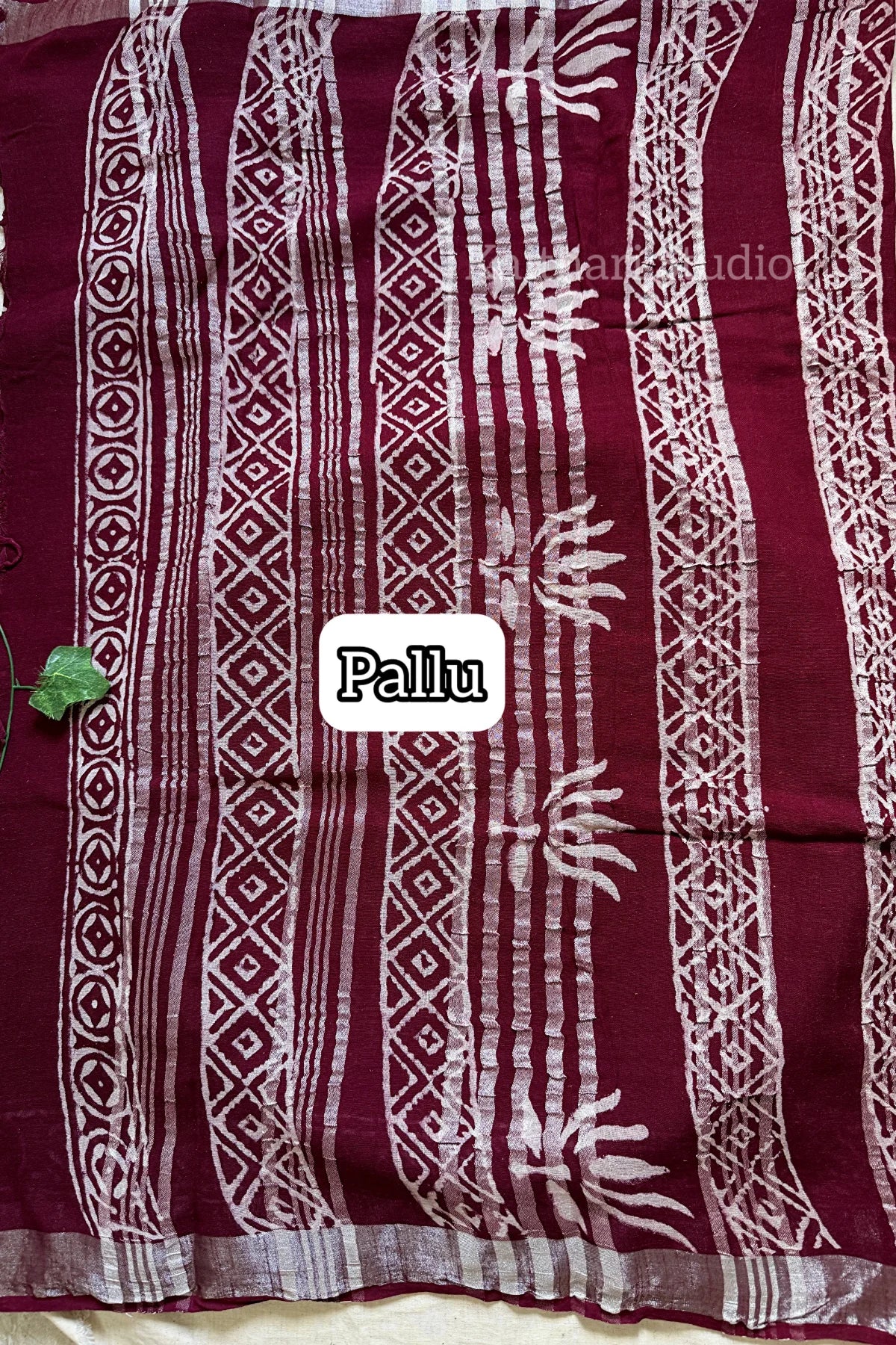 Handblock Printed Linen Cotton - Maroon KS120