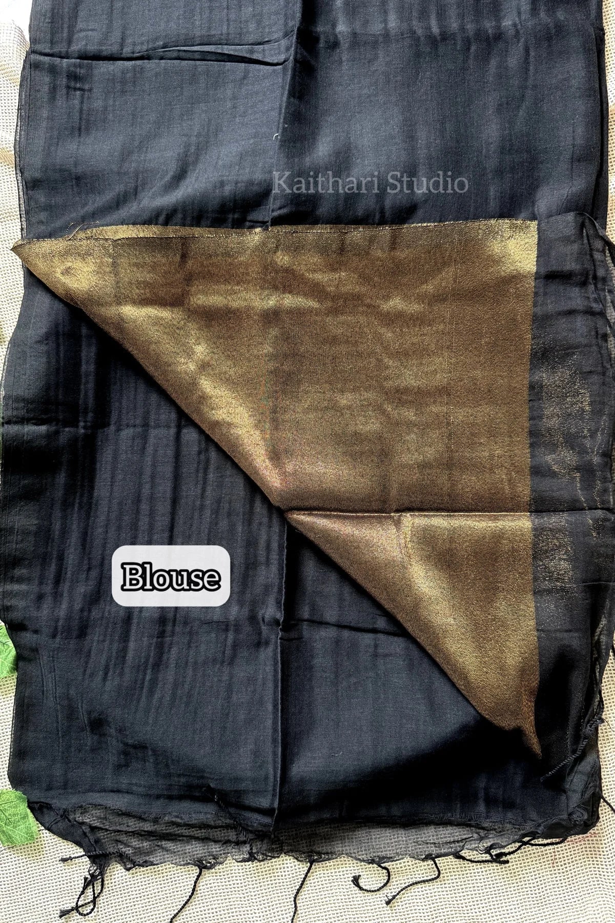 Nayanthra inspired zari pallu saree - Black - KS031