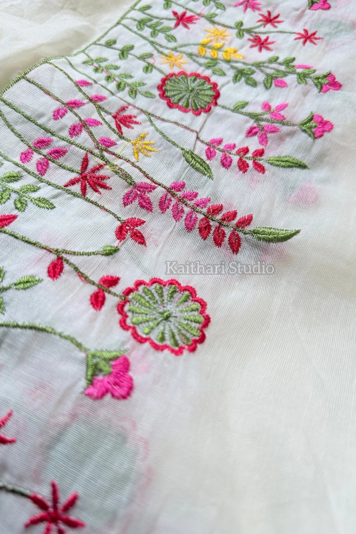 Pure Cotton Embroidery Saree- KS052