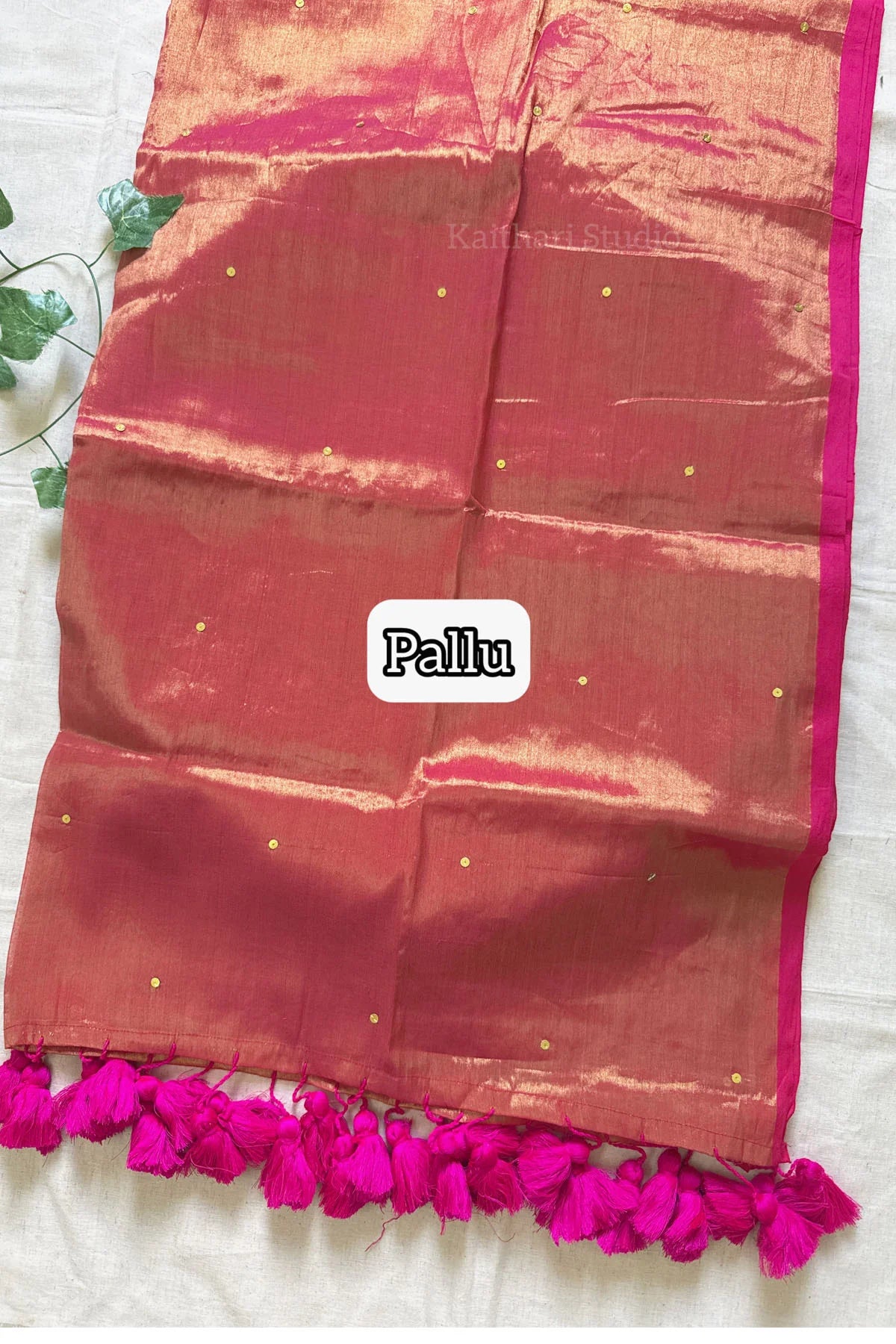 Premium Quality Tissue Saree – Pink dual tone - KS088