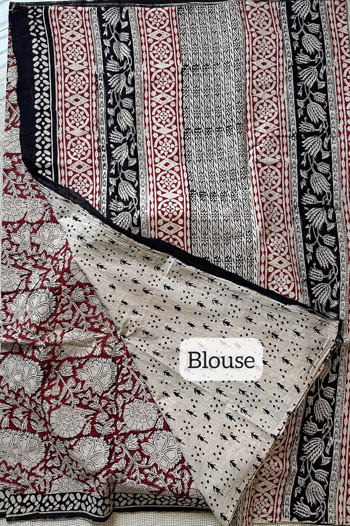 Handblock printed mul mul cotton- Maroon - KS004
