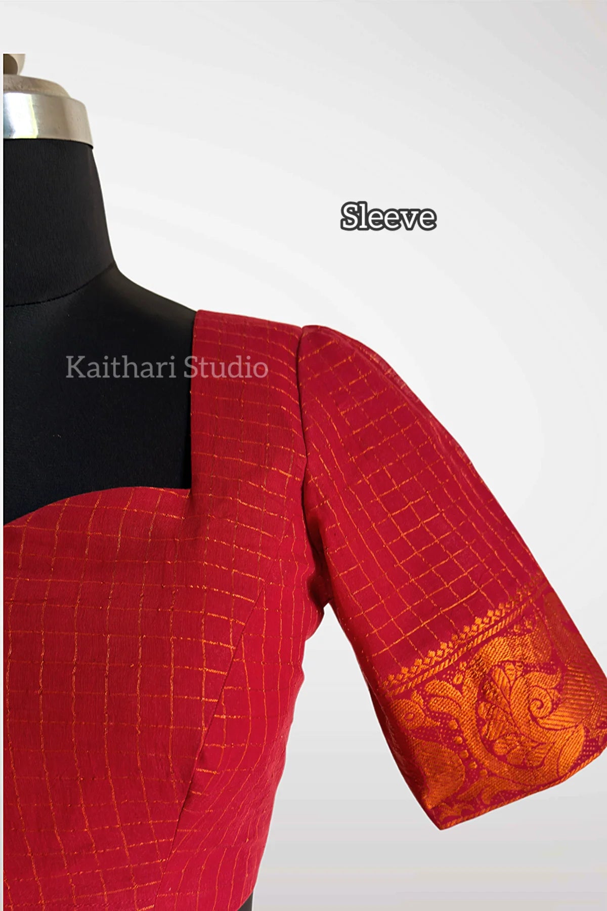 Sungudi Cotton Readymade Blouse – Red - KS153
