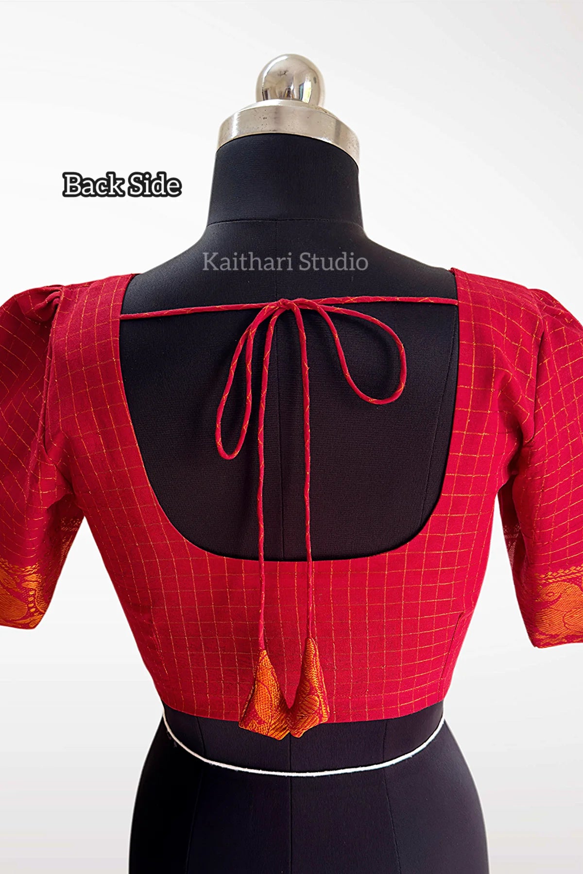 Sungudi Cotton Readymade Blouse – Red - KS153