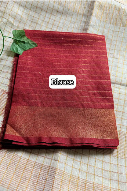 Linen Checked - Maroon - KS066