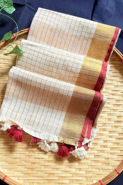 Linen Checked - Maroon - KS066