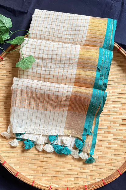 Linen Checked - Teal Green- KS067