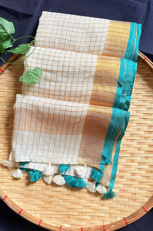 Linen Checked - Teal Green- KS067