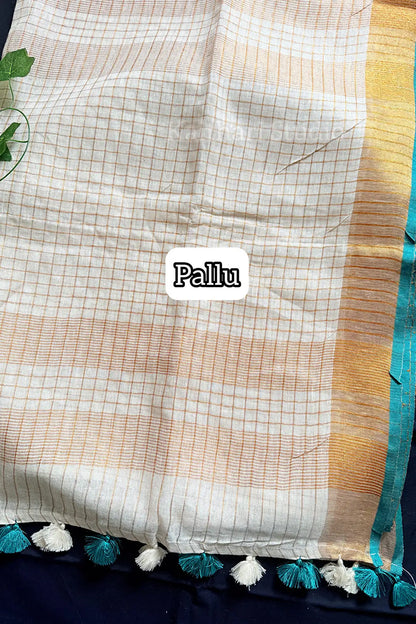 Linen Checked - Teal Green- KS067