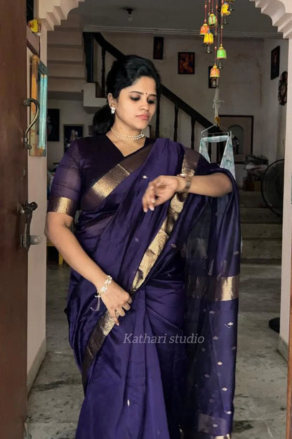 Nayanthra Inspired Deep Purple Saree - KS020