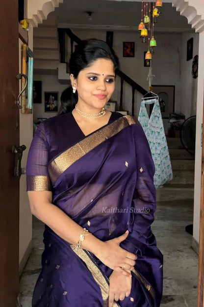 Nayanthra Inspired Deep Purple Saree - KS020