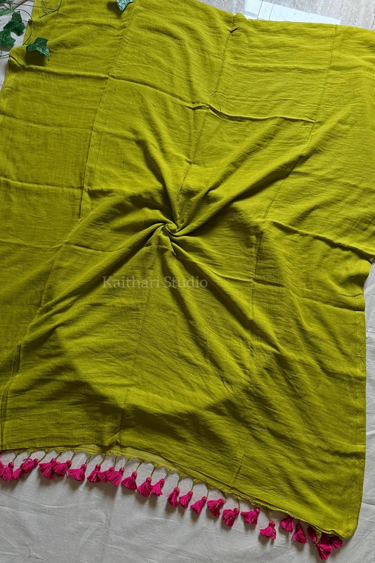 Lime green plain mul cotton - KS114