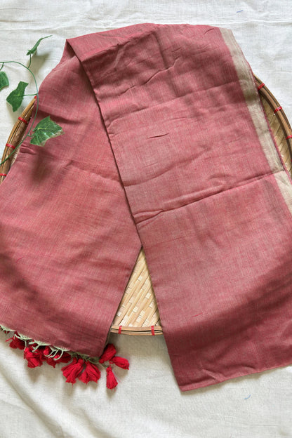 Brick Plain Mul Cotton Saree KS122