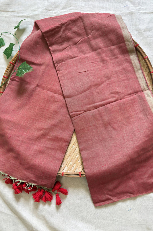 Brick Plain Mul Cotton Saree KS122