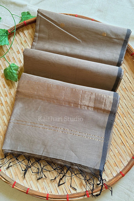 Nayanthra Inspired Borderless Maheshwari Silk Cotton Saree - Ash KS127