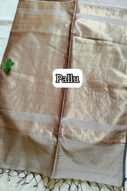 Nayanthra Inspired Borderless Maheshwari Silk Cotton Saree - Ash KS127