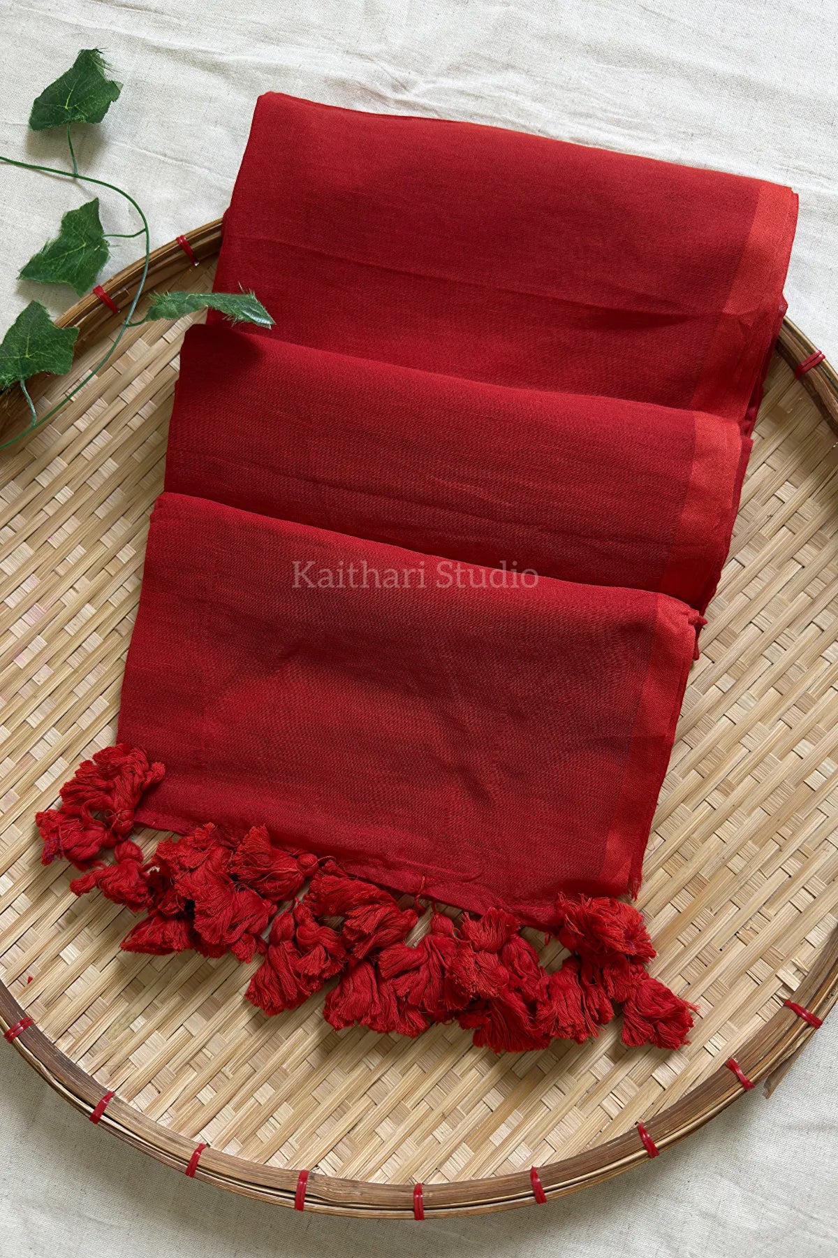 Rust Orange Plain Mul Cotton Saree KS123