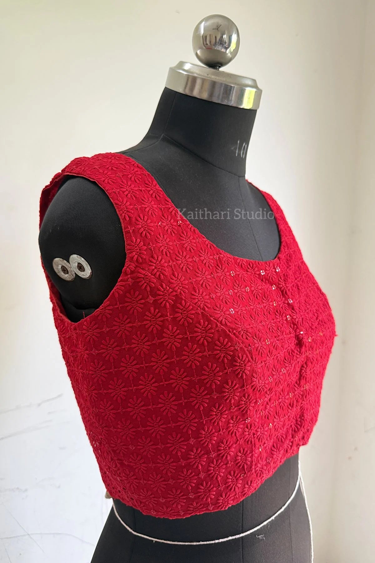 Self Color Embroidery Blouse - Red KS135
