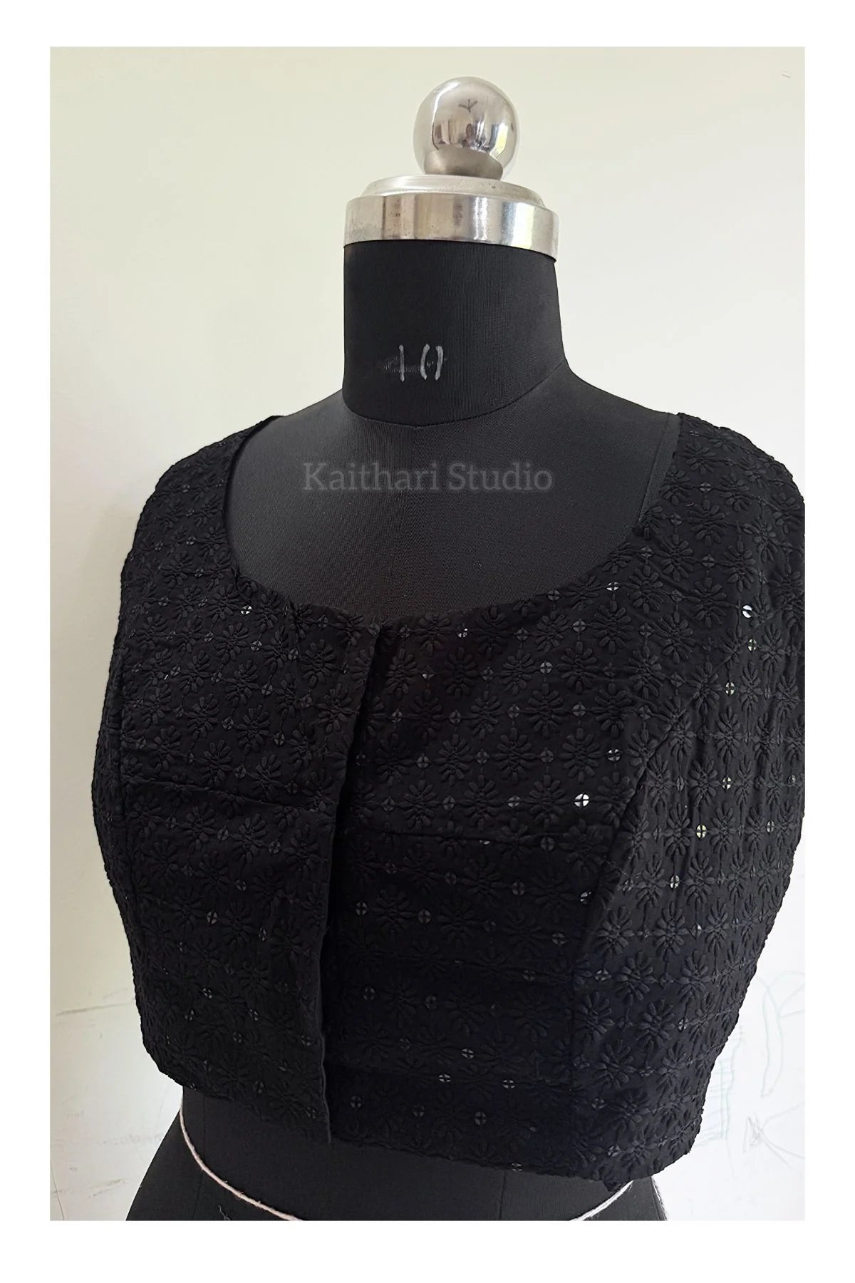 Self Color Embroidery Blouse- Black KS136
