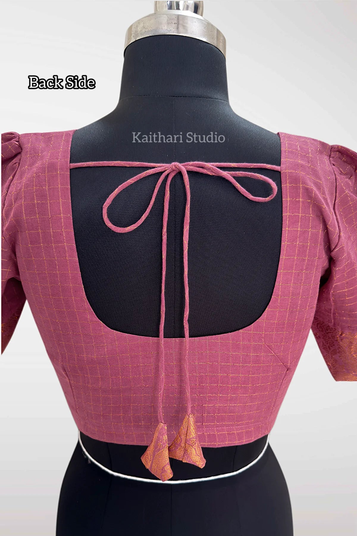 Sungudi Cotton Readymade Blouse – Onion Pink - KS150