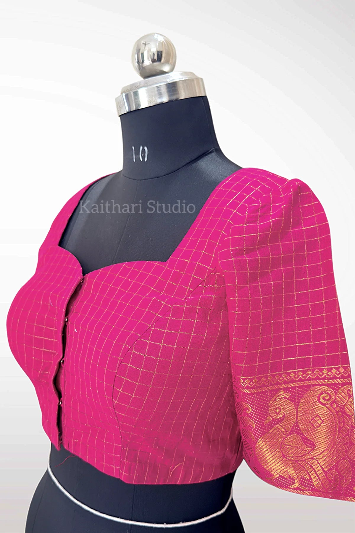 Sungudi Cotton Readymade Blouse – Pink - KS145