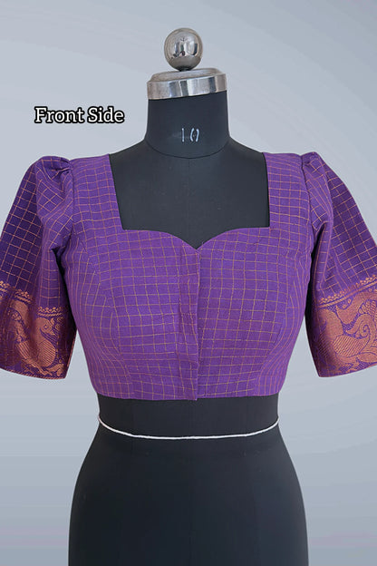 Sungudi Cotton Readymade Blouse – Purple - KS146