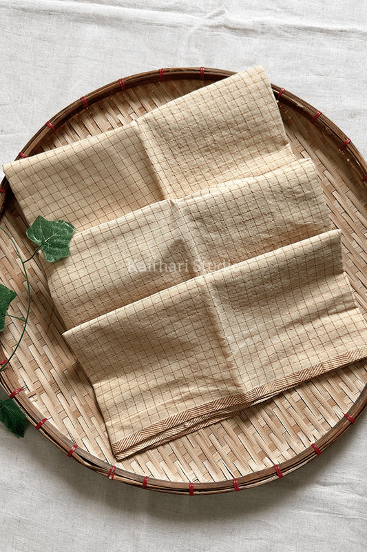 Sungudi Cotton Saree - Sandal/Off white - KS152