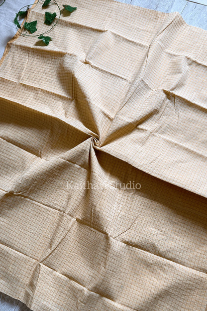 Sungudi Cotton Saree - Sandal/Off white - KS152