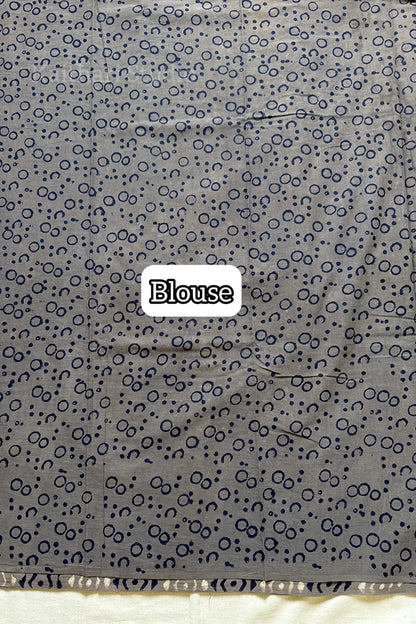 Handblock Printed Mul Mul Cotton - Light Ash - KS113