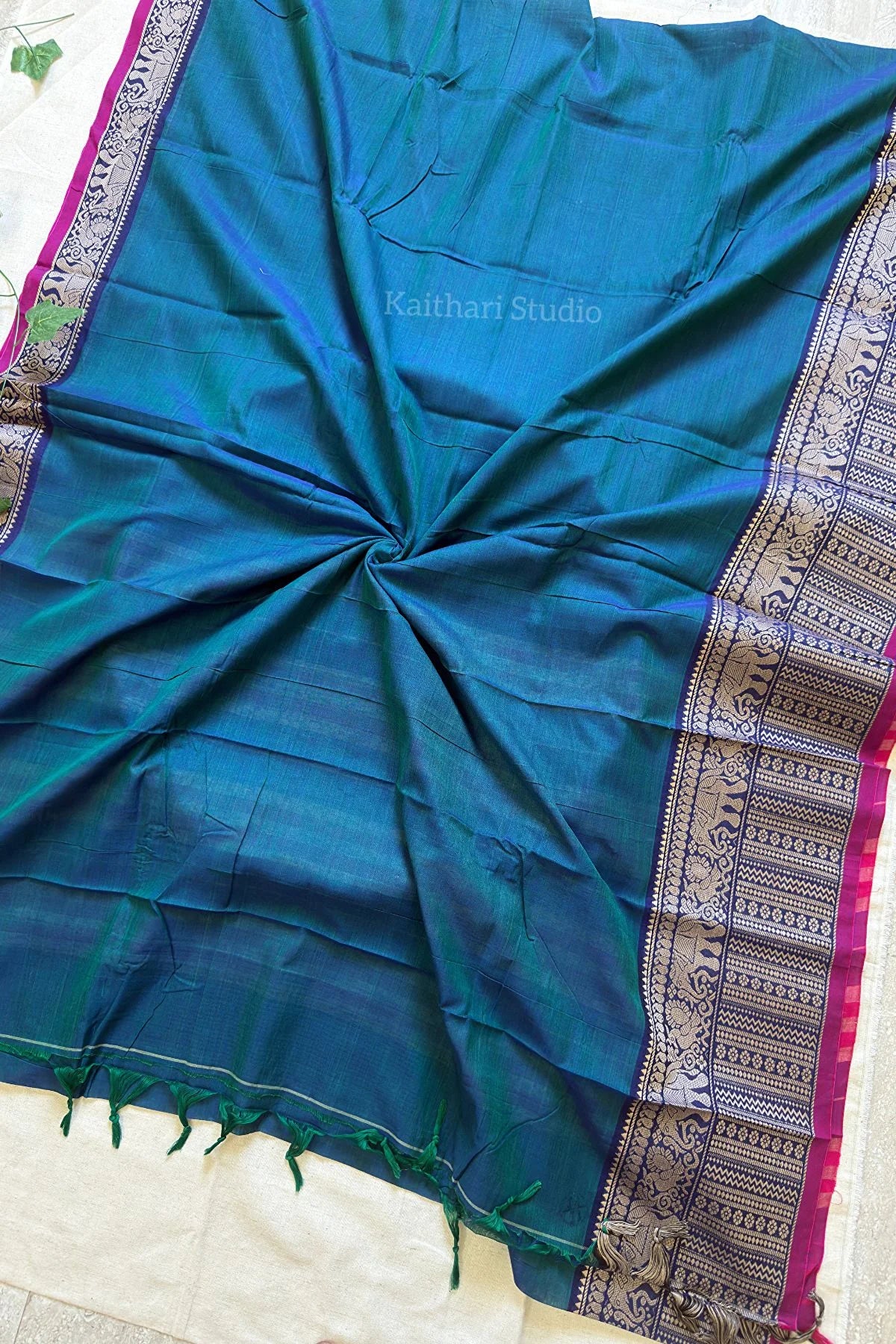 Narayanpet Big border – Peacock Green - KS076
