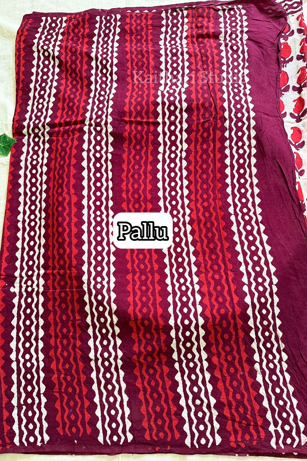 Handblock Printed Mul Mul Cotton – Reddish Maroon KS141