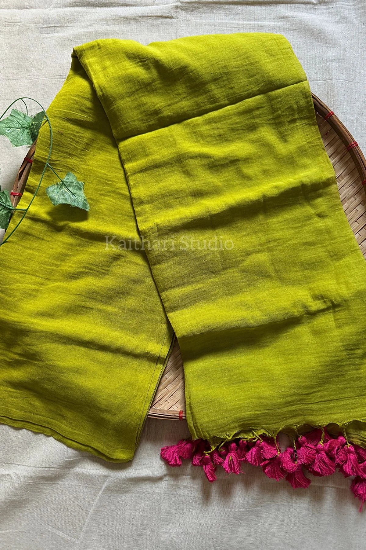 Lime green plain mul cotton - KS114
