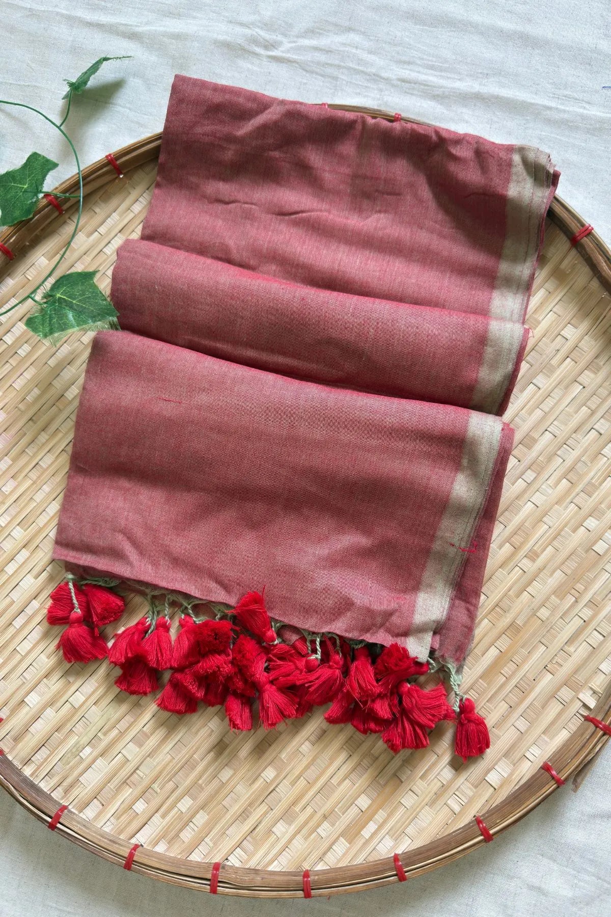 Brick Plain Mul Cotton Saree KS122