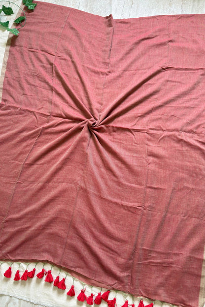 Brick Plain Mul Cotton Saree KS122