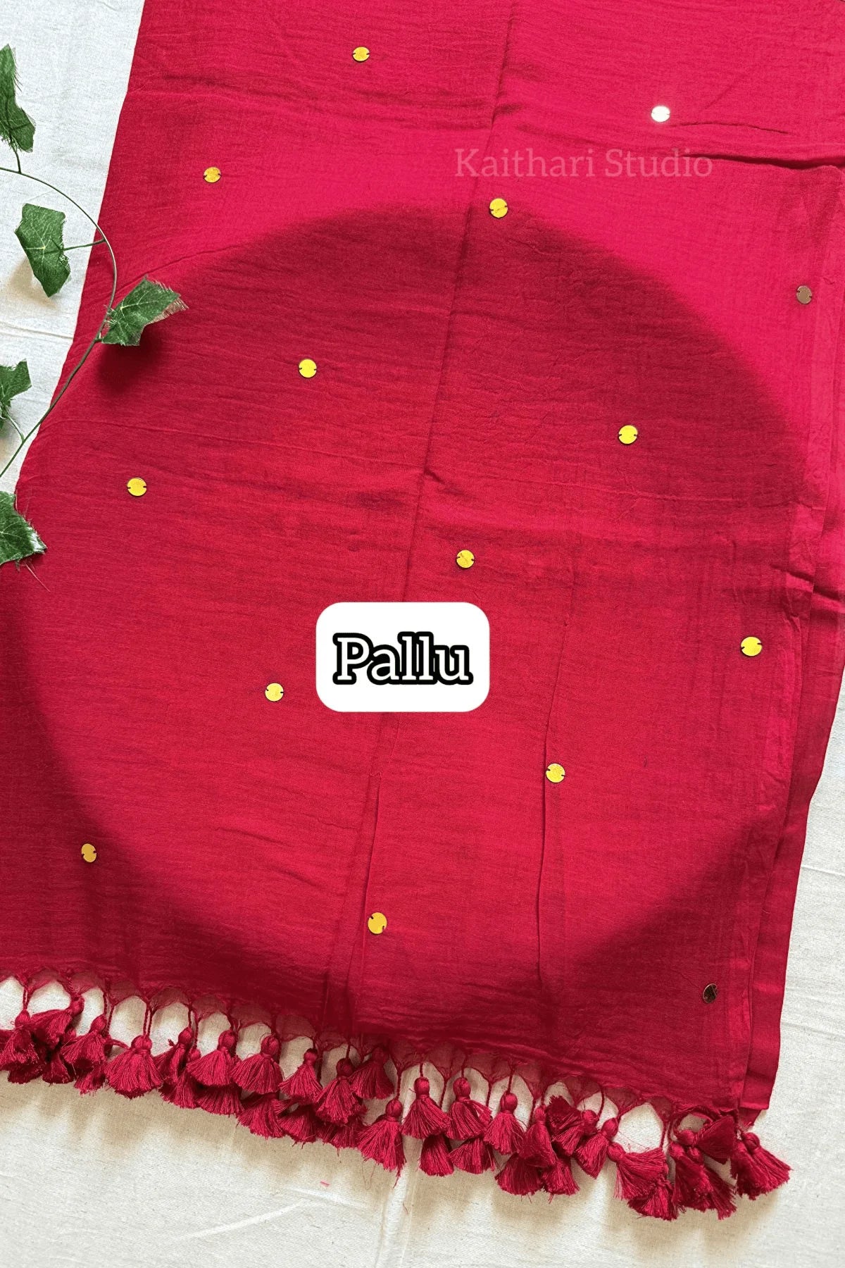 Rashmika Mandanna Inspired Saree Mul Cotton Sequins Saree – Red KS132
