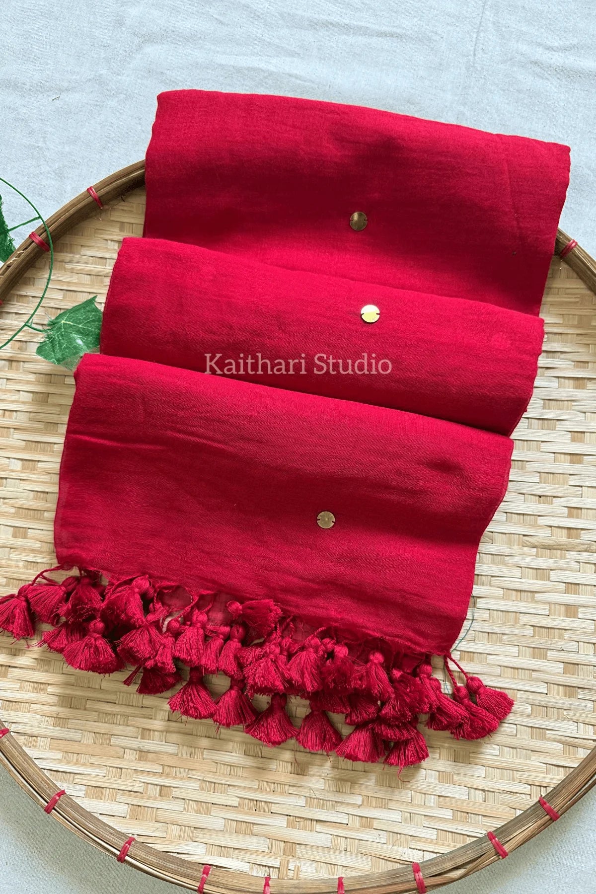 Rashmika Mandanna Inspired Saree Mul Cotton Sequins Saree – Red KS132