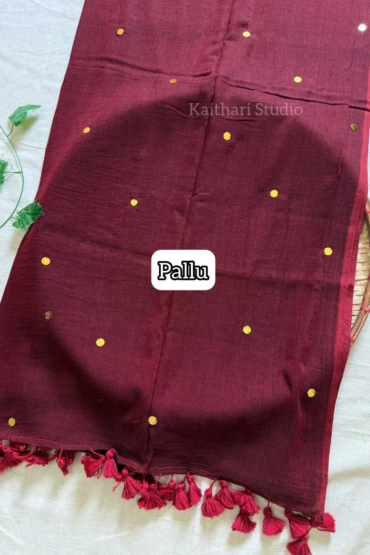 Rashmika Mandanna Inspired Saree Mul Cotton Sequins Saree – Maroon KS133
