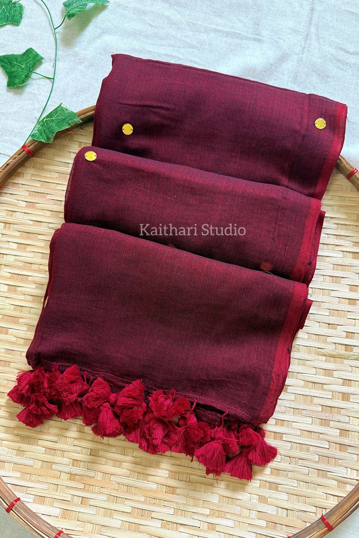 Rashmika Mandanna Inspired Saree Mul Cotton Sequins Saree – Maroon KS133