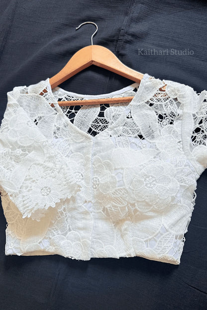 White Net Fabric Blouse KS134