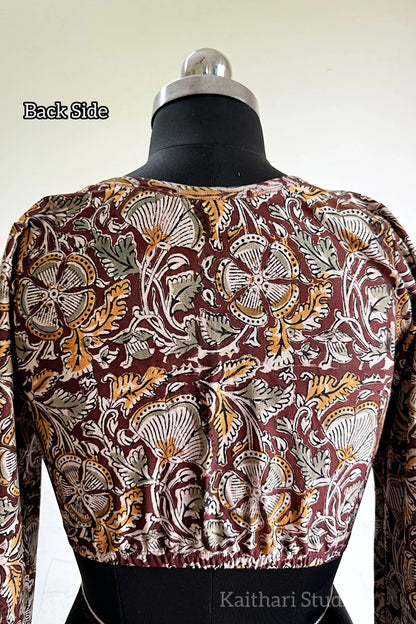 Kalamkari Handblock Printed Stretchable Readymade Blouse KS121