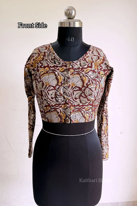 Kalamkari Handblock Printed Stretchable Readymade Blouse KS121