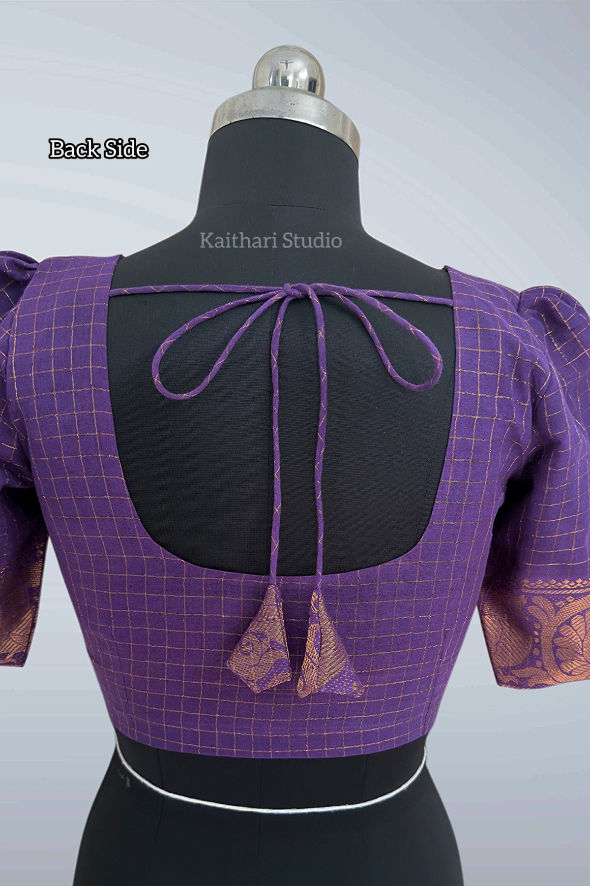 Sungudi Cotton Readymade Blouse – Purple - KS146