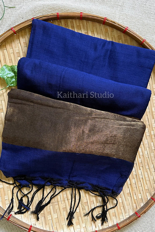Nayanthra inspired zari pallu saree - Blue - KS032
