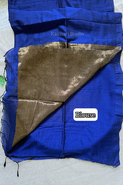 Nayanthra inspired zari pallu saree - Blue - KS032