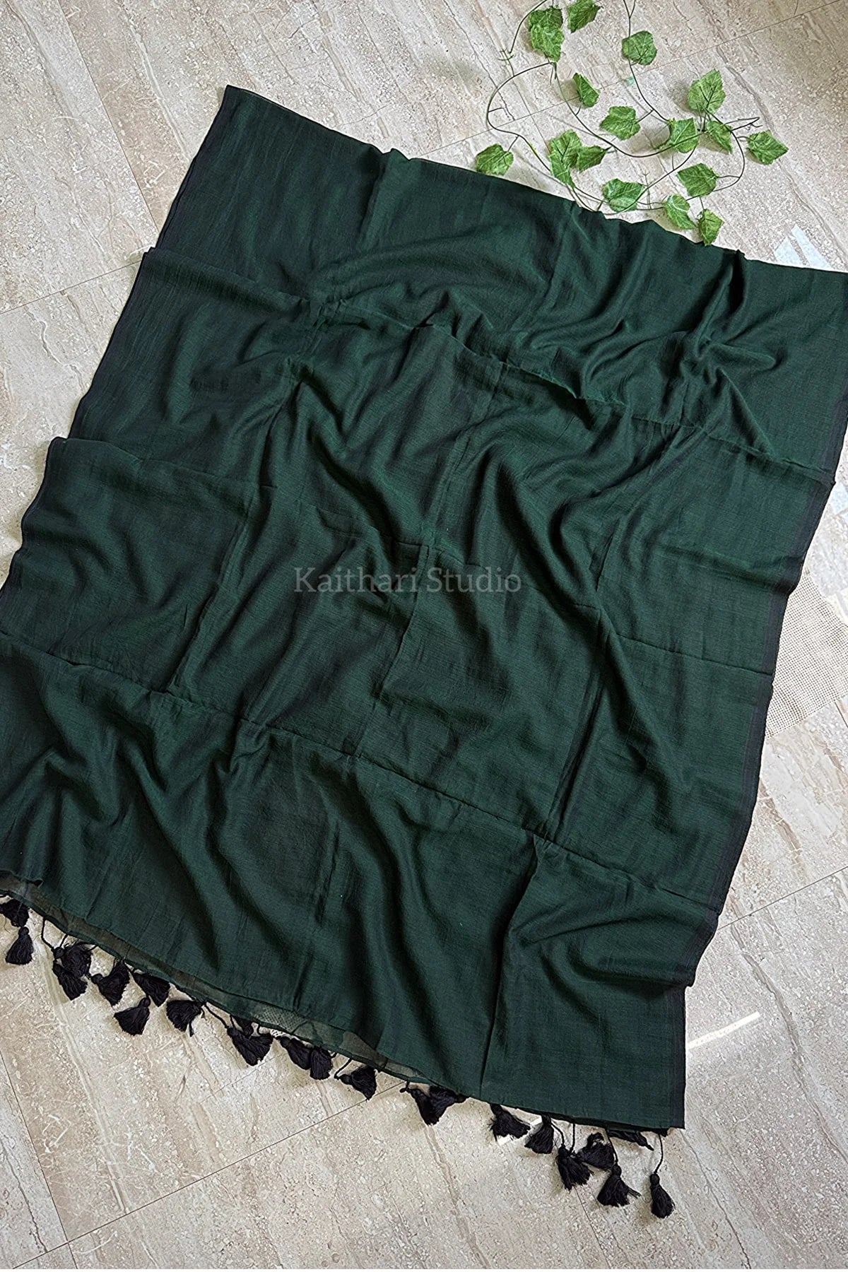 Bottle Green Plain Mul Cotton- KS051