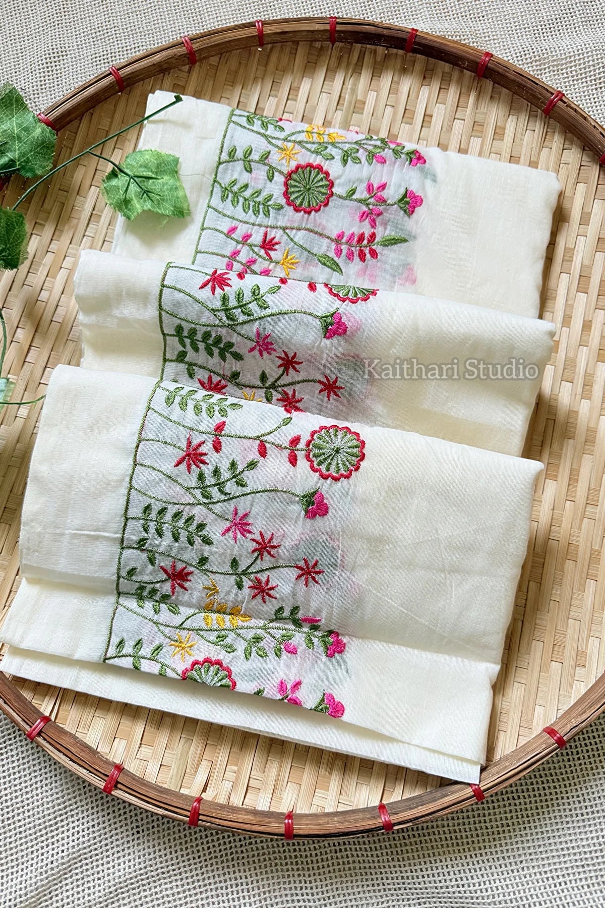 Pure Cotton Embroidery Saree- KS052