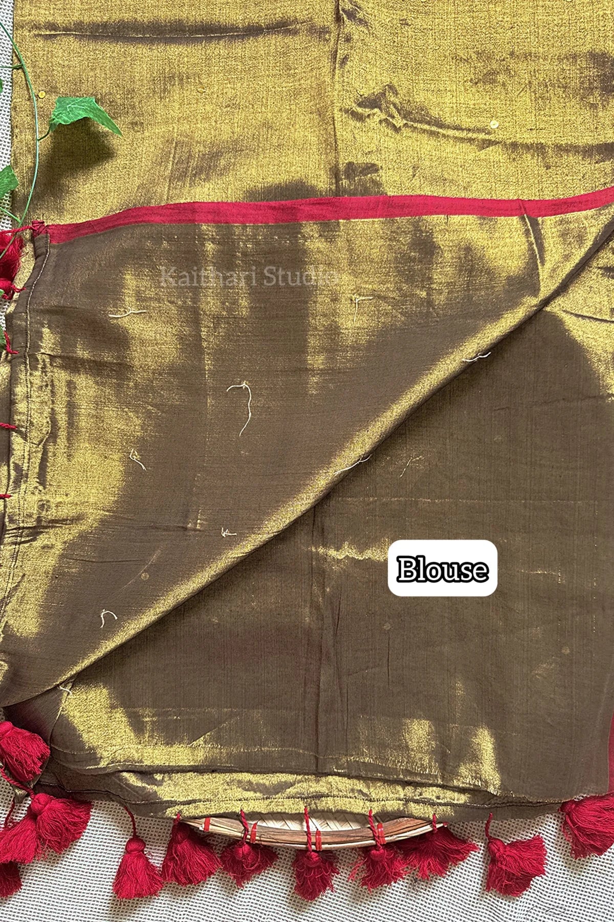 Premium Quality Tissue Saree - Antique Gold - KS075