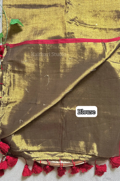 Premium Quality Tissue Saree - Antique Gold - KS075