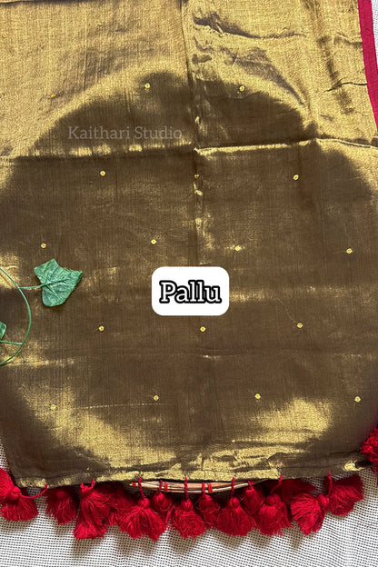 Premium Quality Tissue Saree - Antique Gold - KS075
